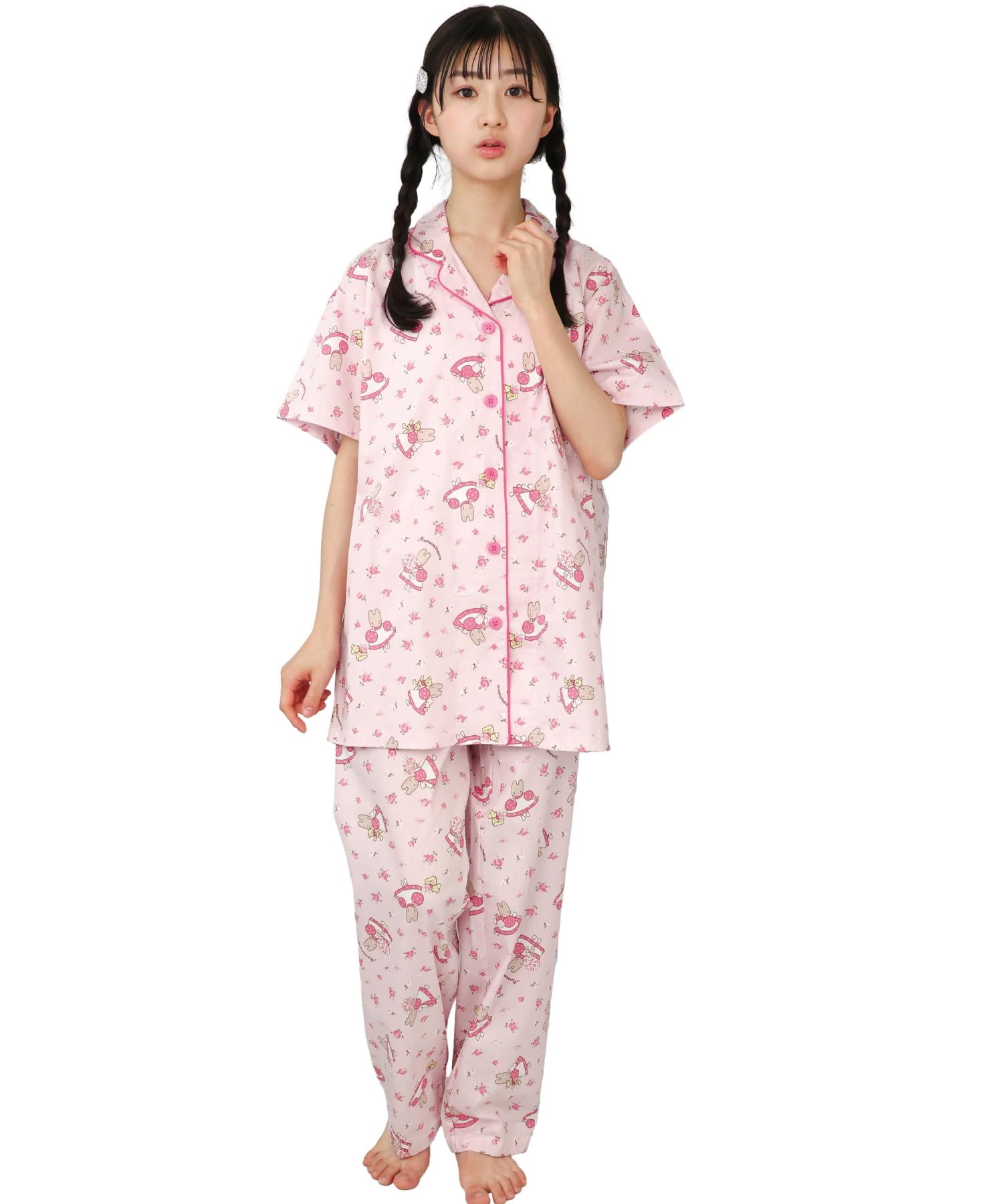 Amazon | [SAZAC] マロンクリーム シャツパジャマ ブロード 綿100